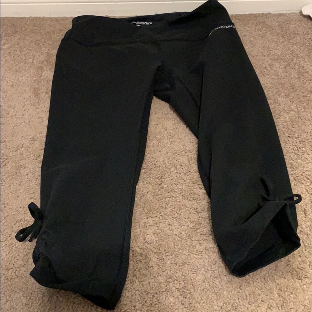 Black Brooks Running Capris with side ties